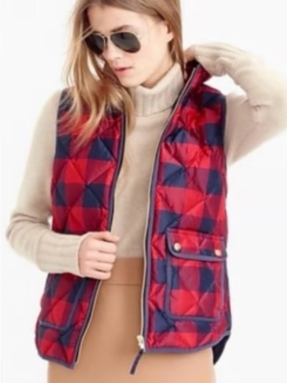 JCrew Buffalo Plaid Excursion Quilted Down Puffer Vest Size Small